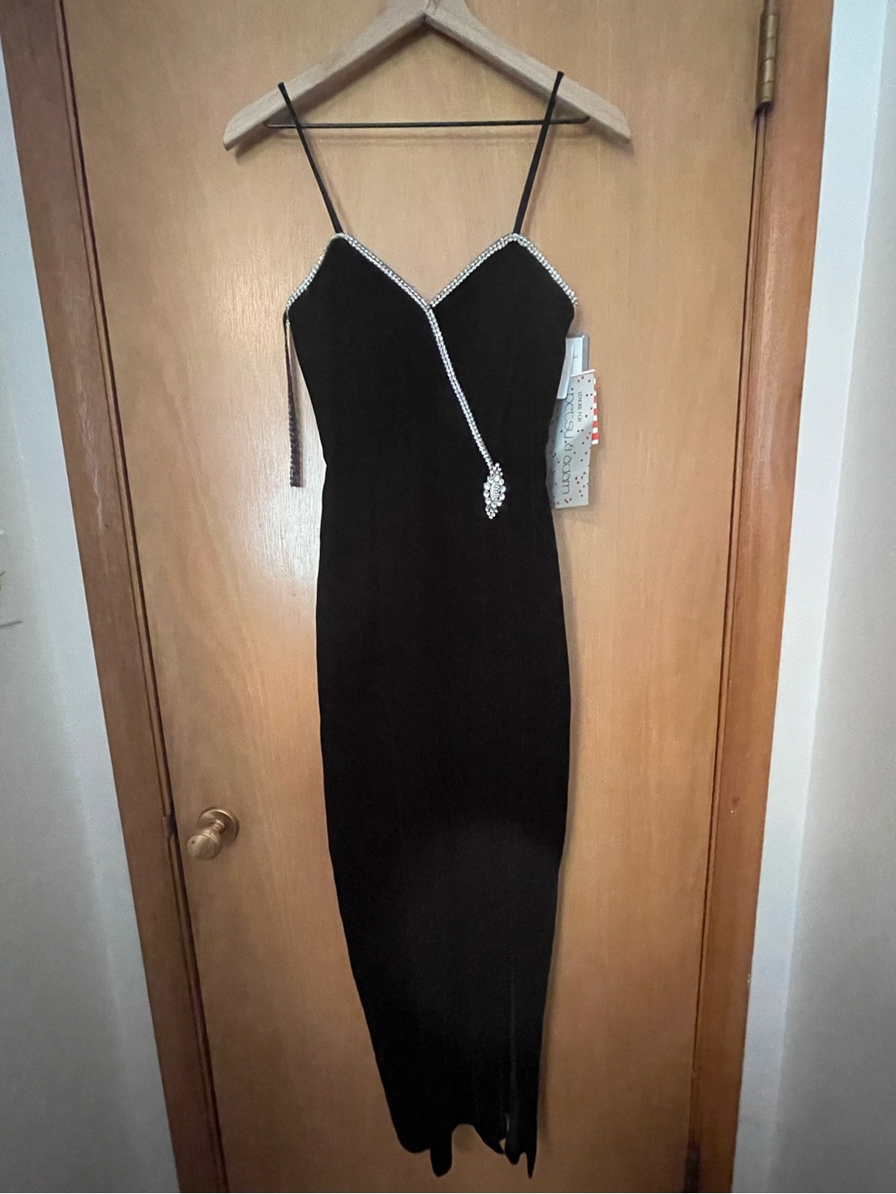 Vintage 90’s Deadstock Velvet Rhinestones Betsy&Adam Evening Cocktail Prom Dress